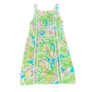 Lilly Pulitzer Size 00 Mini Dress Blue Green Sleeveless Retro Preppy Florida